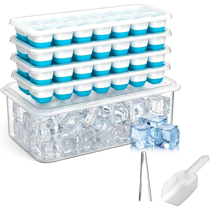 Food Storage With Scoop - Ice Cube Trays with Storage Bin&Scoop,4