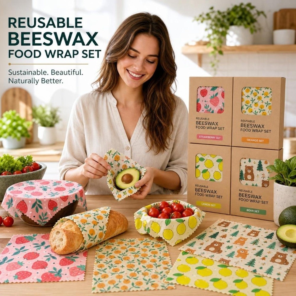 Beeswax Food Wrap - 9pcs Multi Size Beeswax Food Wrap
