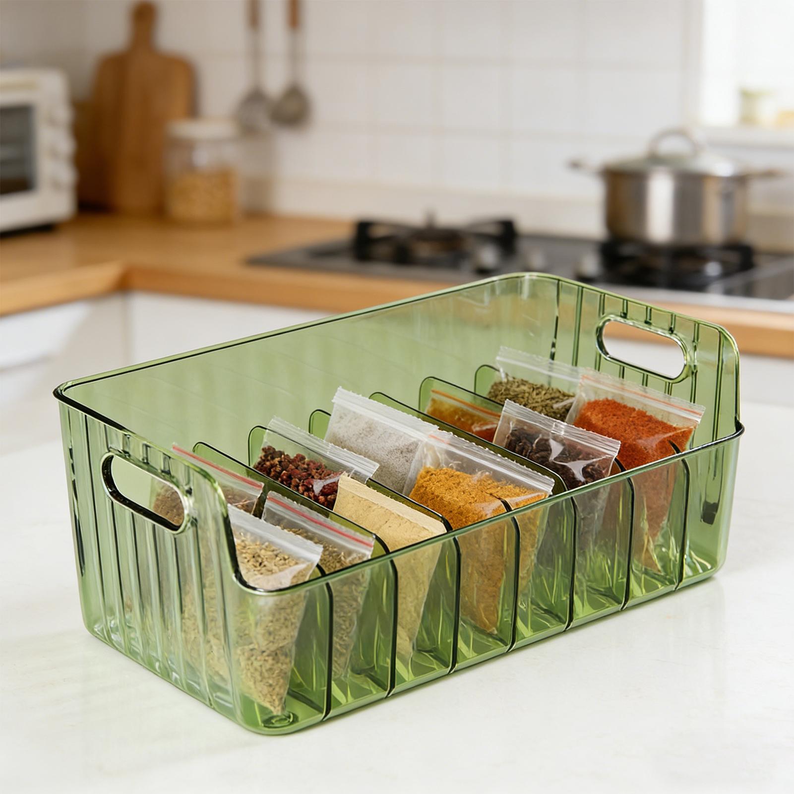 Food Storage With Dividers - Spices Rack Transparent Divided Cosmetic Food