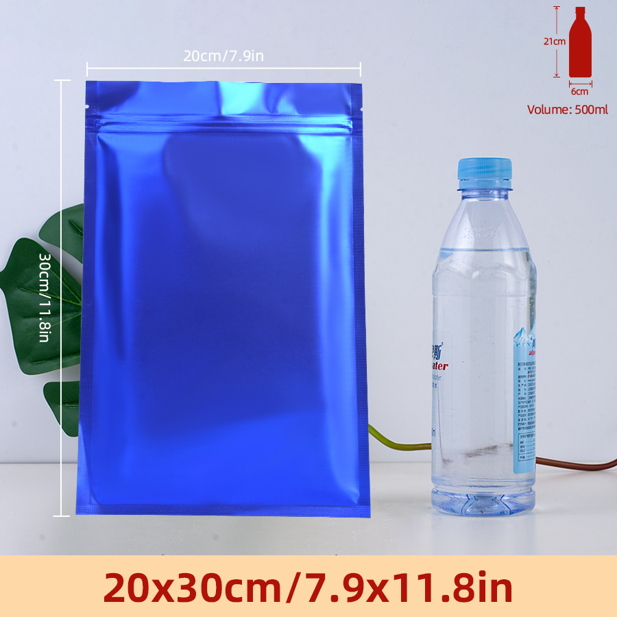 Food Storage Bag - 100pcs Matte Blue Foil Zipper Pouches,