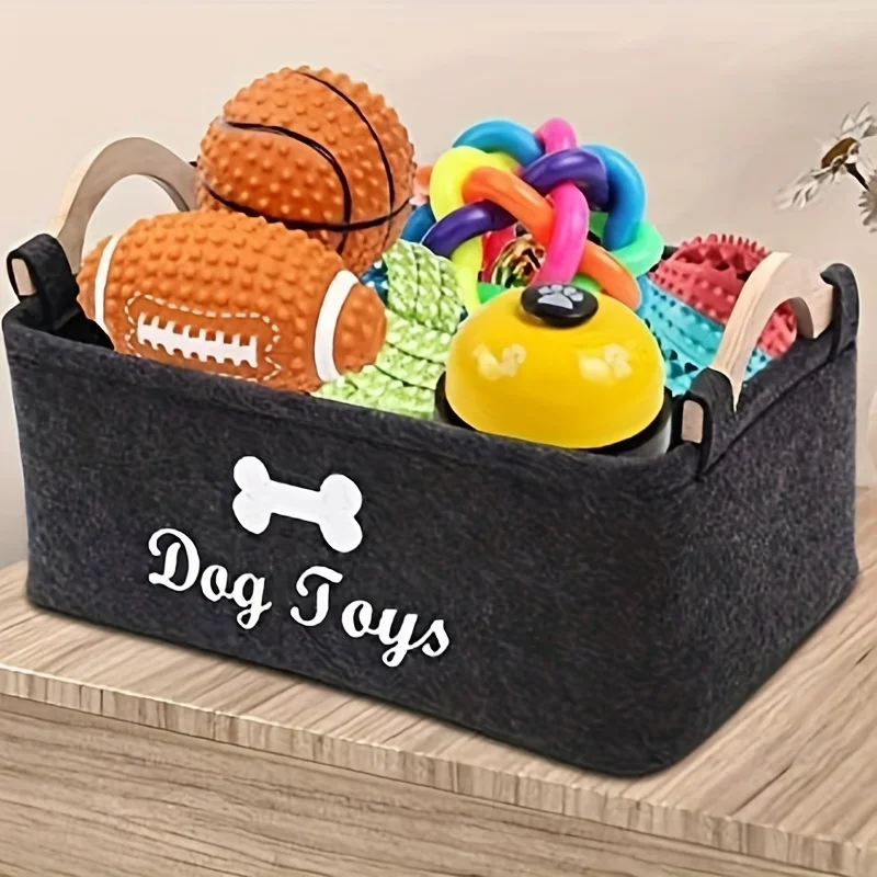 Food Storage With Dividers - 1pc Felt Pet Toy Box, Dog