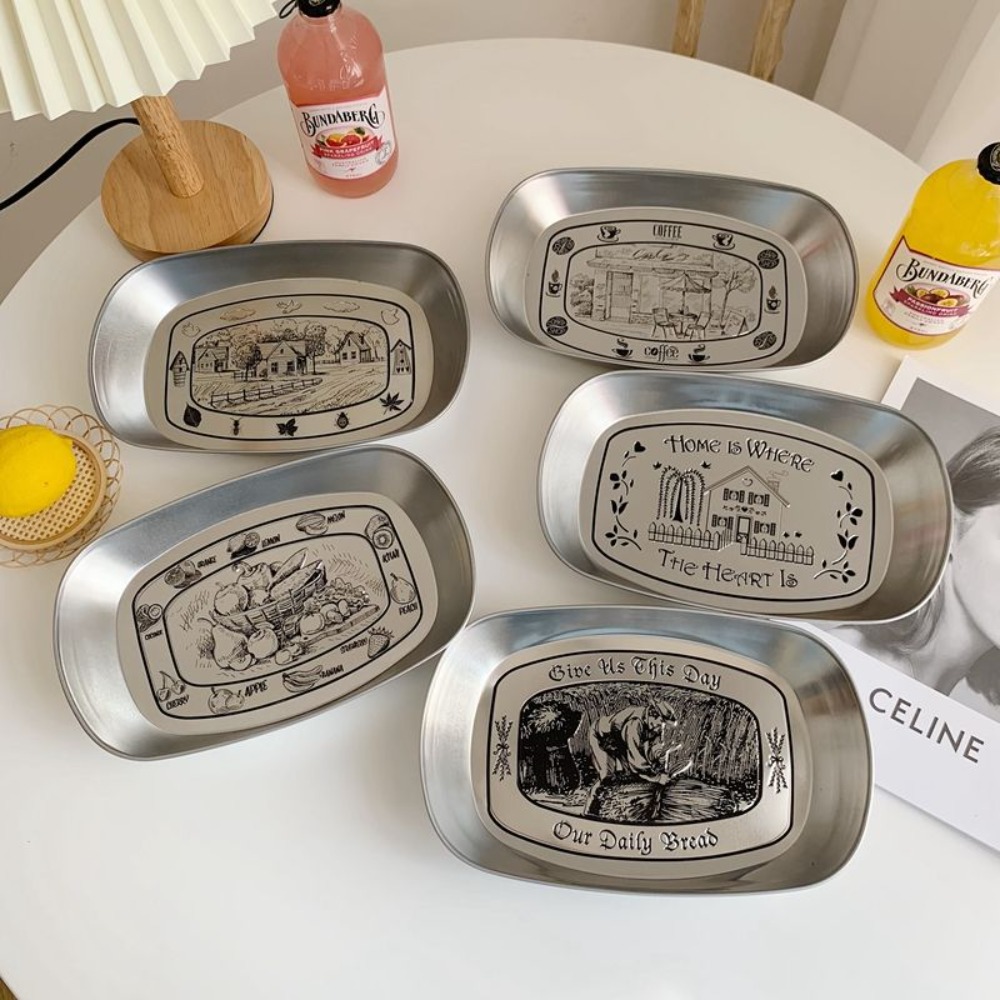 2PCS Vintage American Tin Tray - đánh giá và giá Food Storage Table