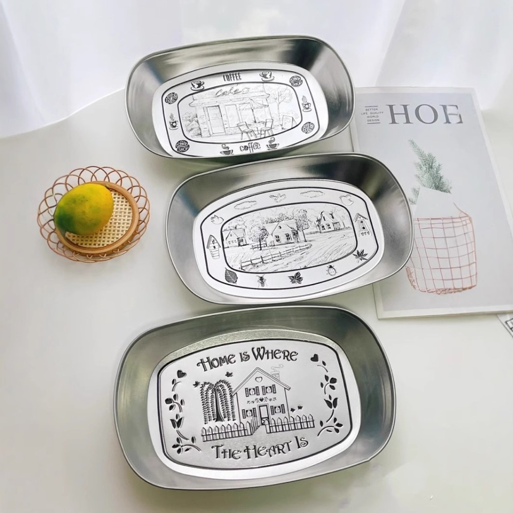 2PCS Vintage American Tin Tray - đánh giá và giá Food Storage Table
