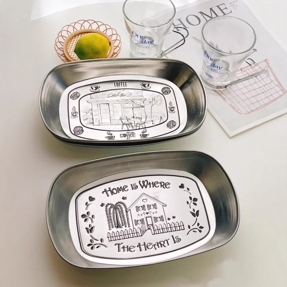 2PCS Vintage American Tin Tray - đánh giá và giá Food Storage Table