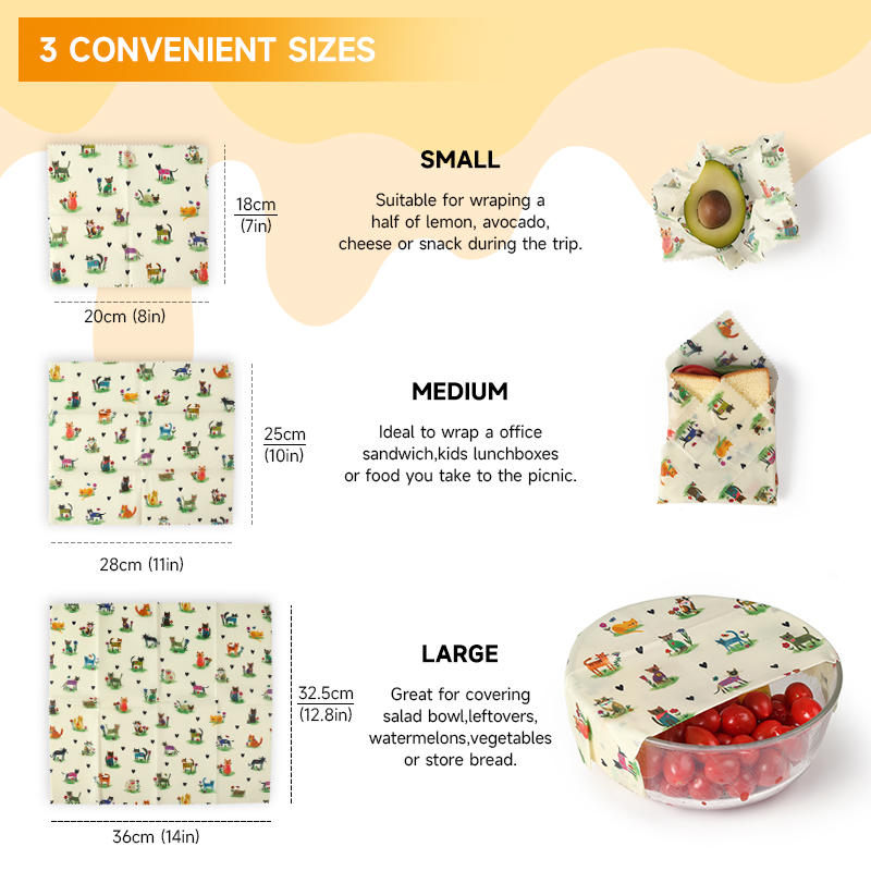 6 Packs (2S. 2M, 2L) Reusable  - đánh giá và giá Beeswax Food Wrap