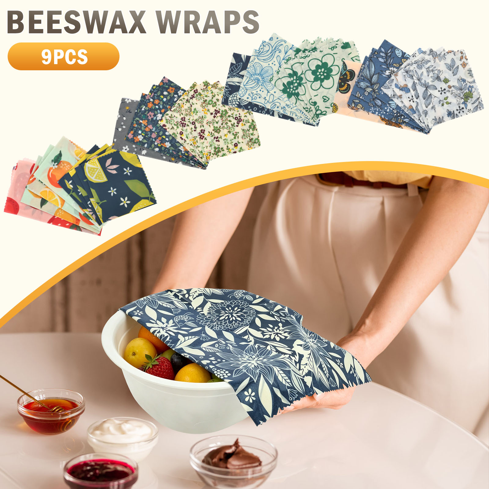 9 Pcs Organic Beeswax Wrap Reu - đánh giá và giá Beeswax Food Wrap