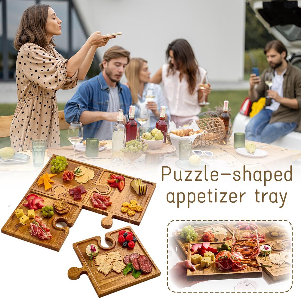 Wooden Puzzle Shaped Appetizer - đánh giá và giá Food Storage Table