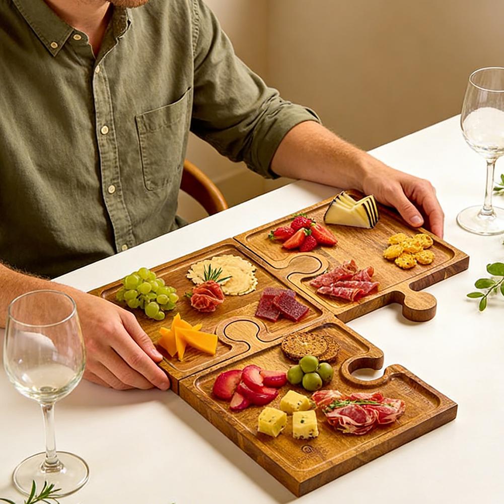 Wooden Puzzle Shaped Appetizer - đánh giá và giá Food Storage Table