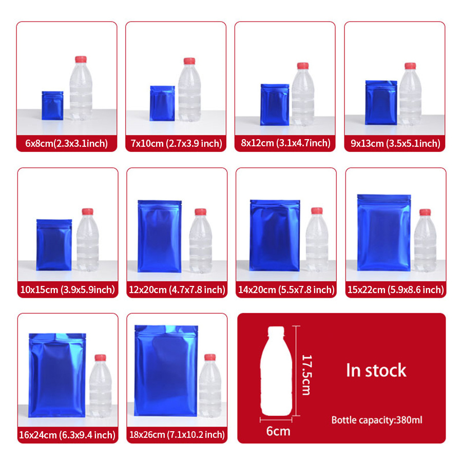 100pcs Matte Blue Foil Zipper  - đánh giá và giá Food Storage Bag