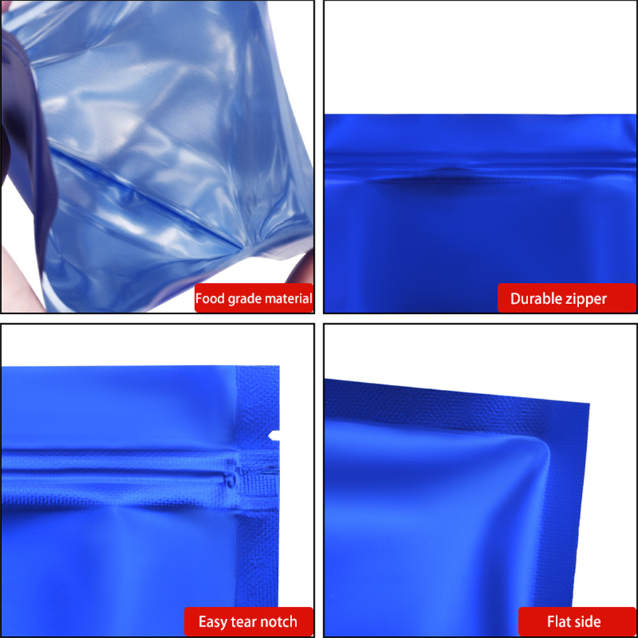 100pcs Matte Blue Foil Zipper  - đánh giá và giá Food Storage Bag