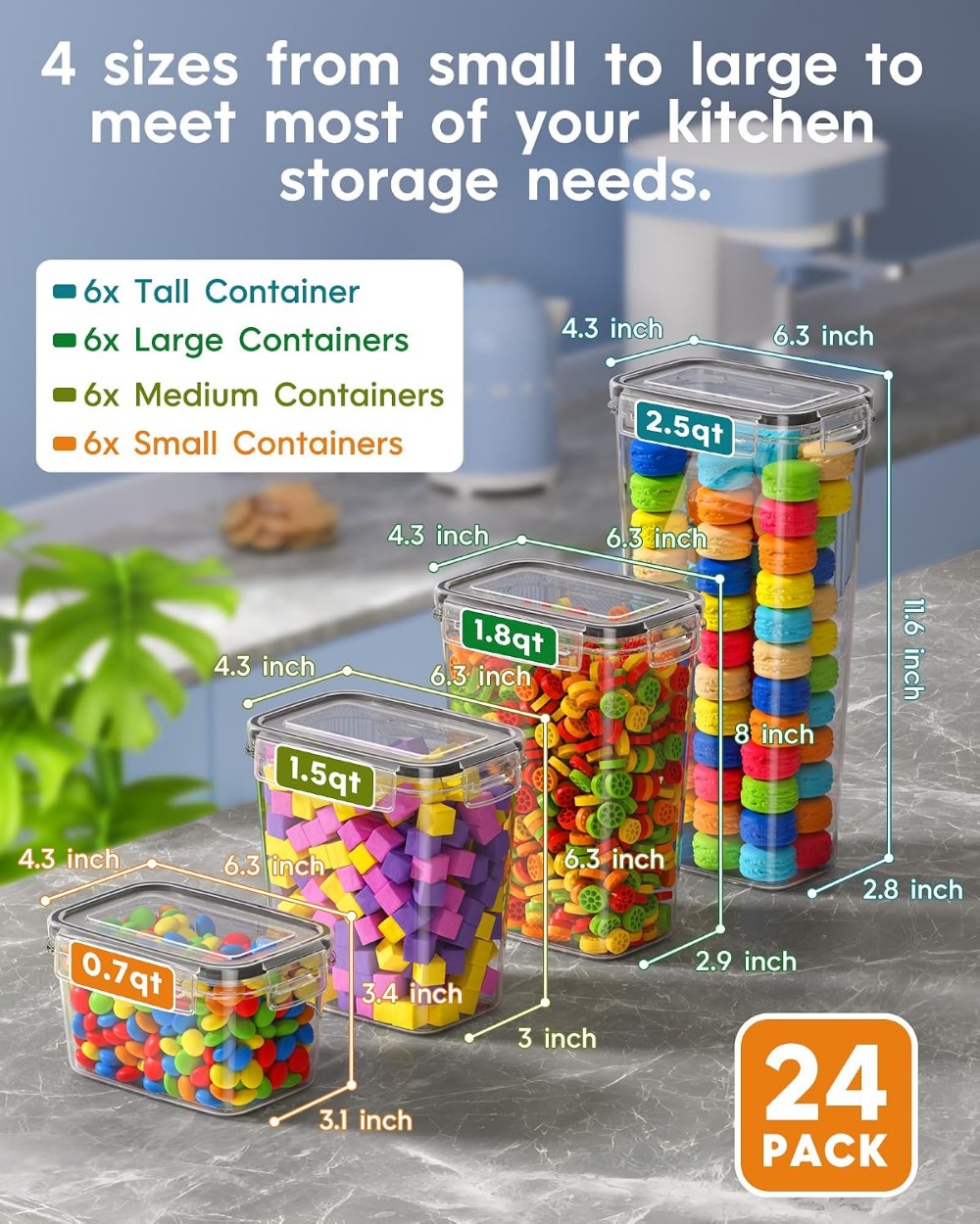 24 PCS Airtight Food Storage C - đánh giá và giá Food Storage And Containers
